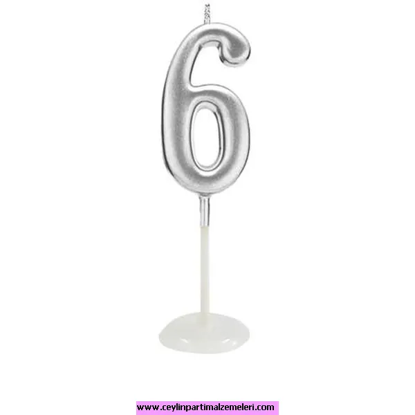 6 Rakam Mum Gümüş